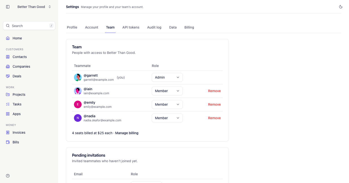 Settings, Members